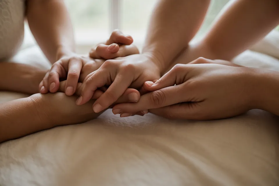 Un couple partageant un moment de complicité et de tendresse quotidienne après une crise, scène de reconnexion en vie de famille